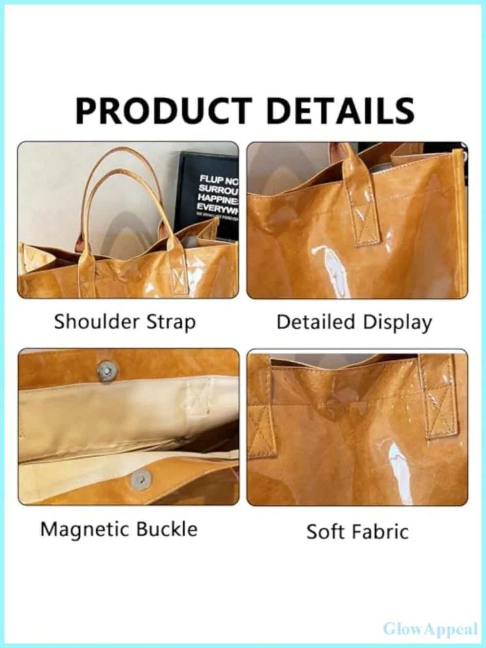PVC Tote Bag for Women Large Work Tote Purse Letter Print Shoulder Bag Hobo